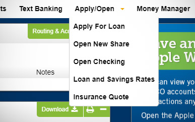 Applying for a Loan SELCO Online Banking Step 1.