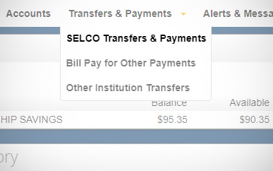 Transferring Funds Between Accounts SELCO Online Banking Step 1. 