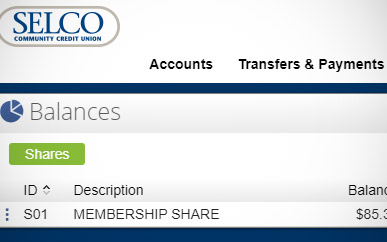 Viewing Your Balances & Transaction History SELCO Online Banking Step 1.