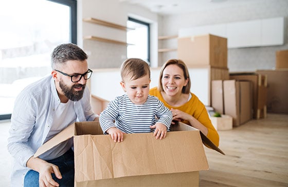 Young couple moving into new home