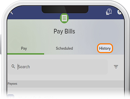 Search Bill Pay History Graphic Step 2