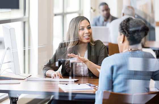 Financial rep meeting with a nonprofit member