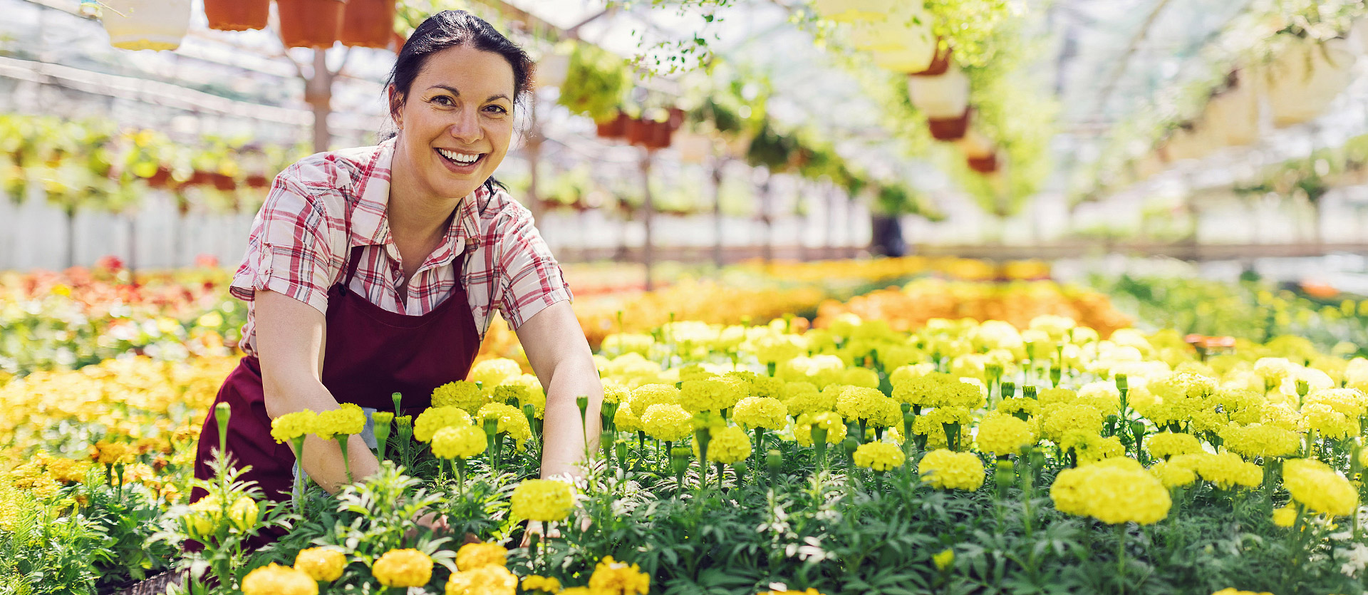 Woman outside gardening