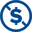 No monthly fees icon in blue. 