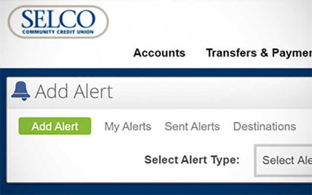 Setting Up Alerts SELCO Online Banking Step 3.