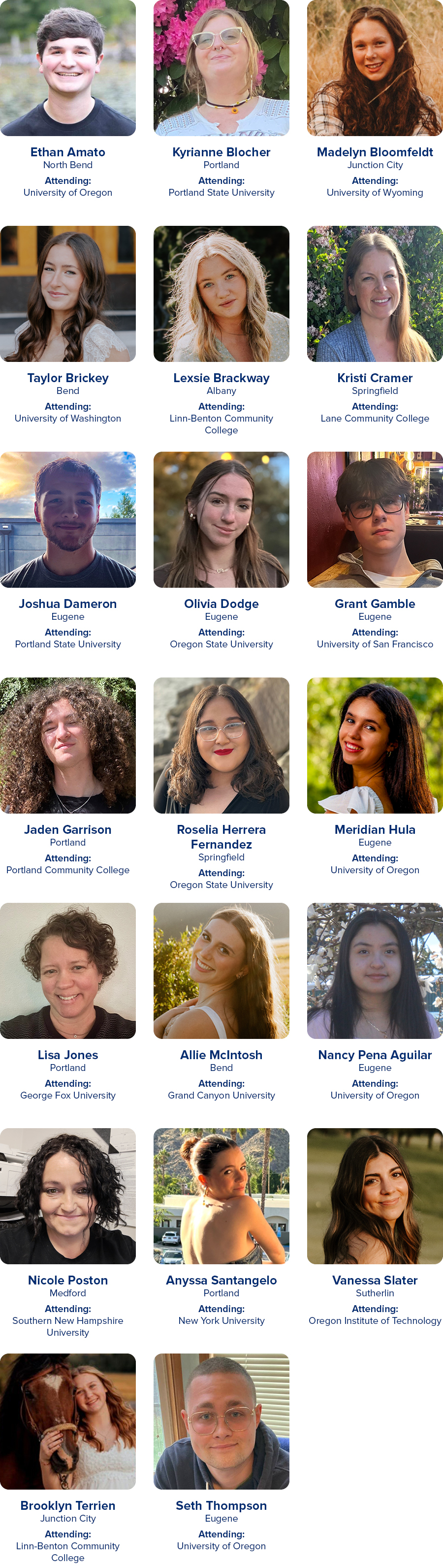 2025 Scholarship Recipients