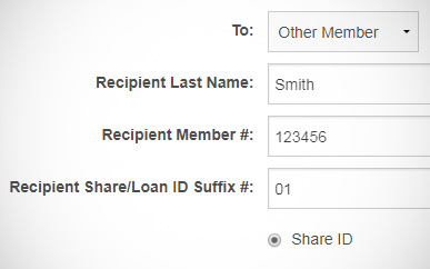 Transferring Funds to Another Member SELCO Online Banking Step 5.