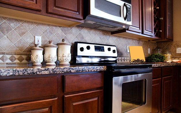 Oven and microwave in modern kitchen