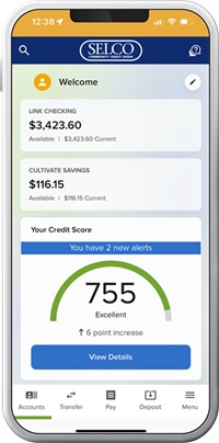 Phone showing SELCO app