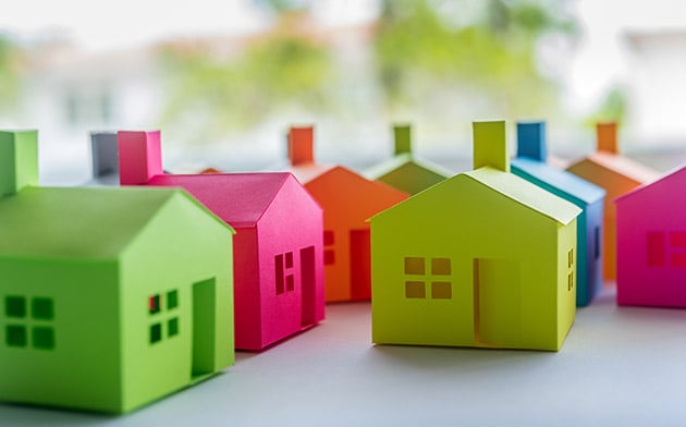 Colorful houses made out of blocks