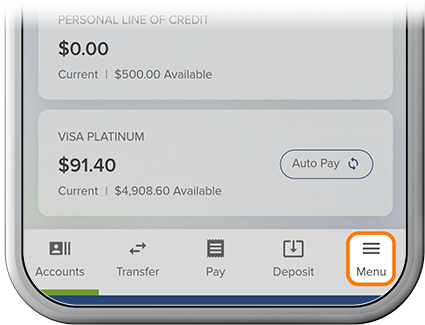 Toggle Between Membership Accounts in the SELCO Community credit union app step 1